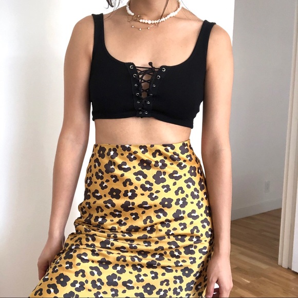 Cheetah leopard silk skirt yellow - Picture 2 of 6